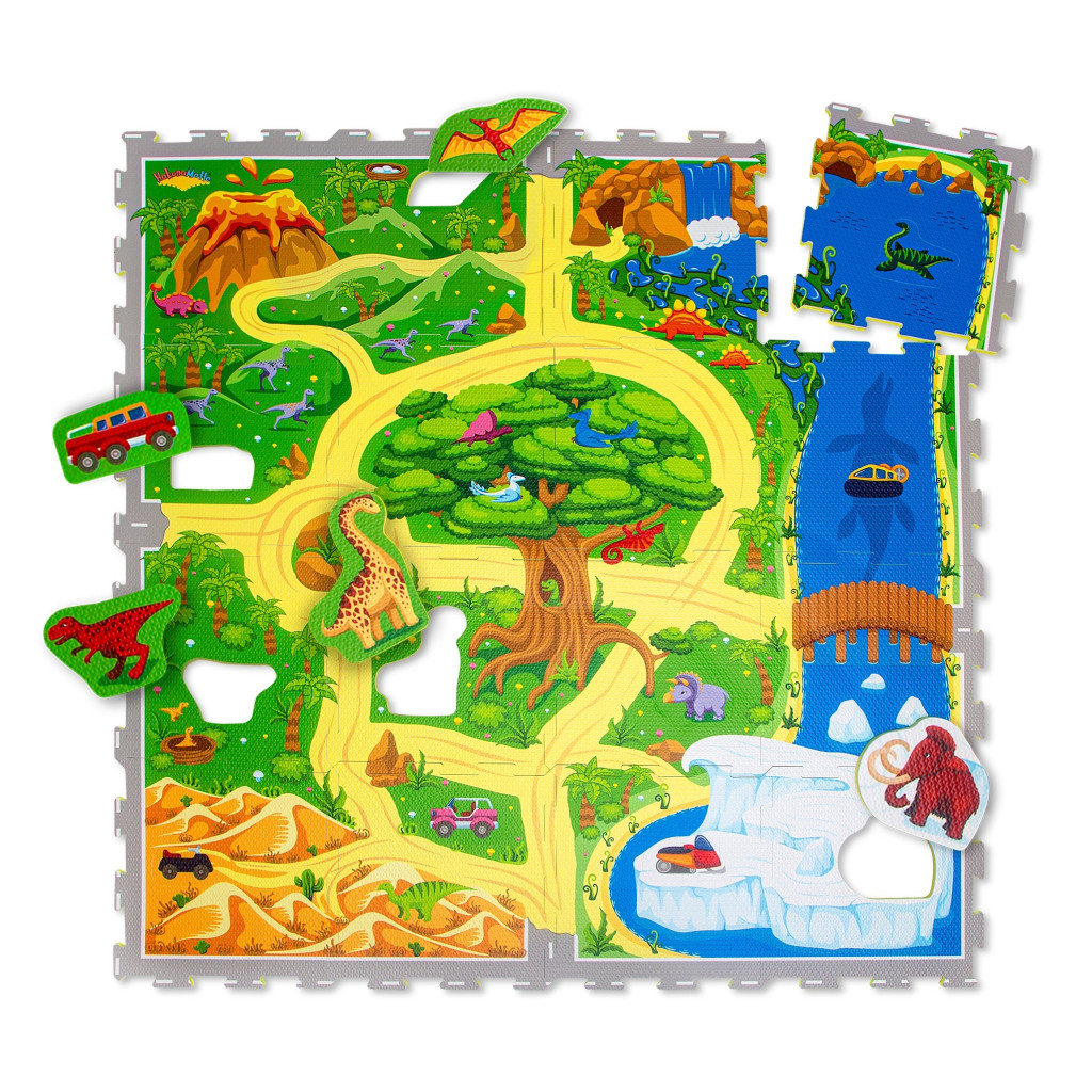Puzzle játszószőnyeg 120×120 cm – Dinoszauruszok